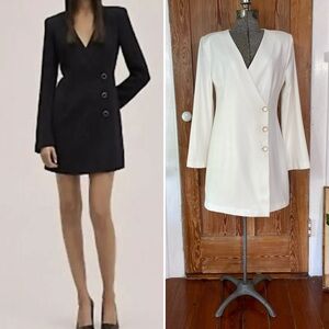 Jason Wu White Blazer Faux Wrap  Button Front Men’s Wear Mini Dress - Sz Medium